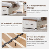 RedLemon Antique White Farmhouse Queen Bed Frame with 54" Geometric Headboard and Storage Drawers RedLemon