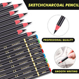 Resurhang 100 Pcs Charcoal Pencils Drawing Set, Charcoal Pencils bulk for Drawing Sketching Shading Blending Portrait Beginners and Artists(Black,Super Soft, Soft, Medium and Hard) Resurhang