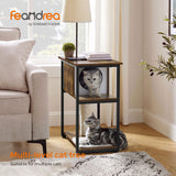 Feandrea Cat Tree and End Table, Cat Tower with Scratching Post and Mat, Cat Condo, Nightstand, for Living Room, Bedroom, Industrial Style, Rustic Brown UPCT111H01 Feandrea