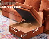 ABCASA Luxury Modular Sectional Sofa w/Storage Otoman, 99" U Shaped Modular Couch with Reversible Chaise, 5 Seater Sofa for Living Room, Apartment, Compact Spaces - Chenille Terracotta ABCASA