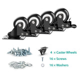 2 inch Caster Wheels Heavy Duty Swivel Casters with Safety Brake Total Capacity 600lbs (Set of 4) Good for Industrial or Furniture HOLKIE