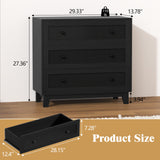 Boonatu Rattan & Wooden 3-Drawer Dresser for Bedroom, Short Chests of Drawers for Clothes Organizer, Durable Nightstand with Ample Storage, Farmhouse Boho Side Table for Hallway Boonatu