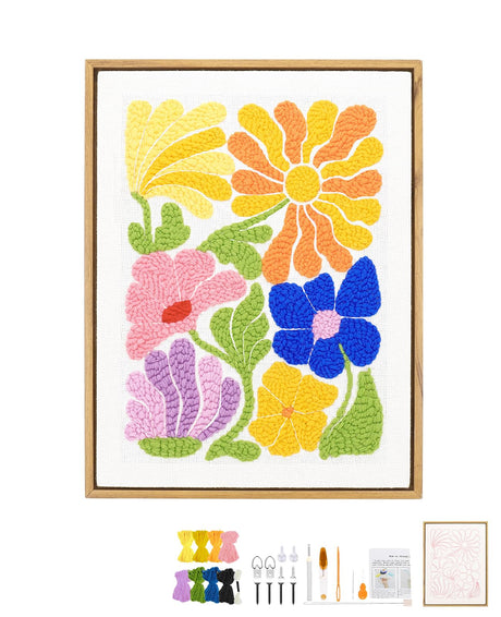 Acelist 16 Inch Punch Needle Kit with Frame, Easy Punch Embroidery Kits for Beginners, Adults & Kids Craft Kits, Picture Frame as Home Wall Décor, Pattern Fabric,Threader, Yarns, Hoops & Rug Punch AceList