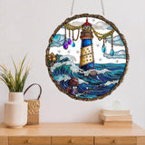 Diymood DIY Hanging Diamond Art Kits for Adults Lighthouse, Diamond Painting Kit Pendant Special Shaped Double Sided Acrylic Sun Catcher Board Wreath Pendants Canvas Window Wall Decor 8 x 8 Inch Diymood