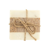 Creative Co-Op Square Marble Coasters with Jute String (Set of 4 Pieces) Glasses and Bar Tools, Brown, 4 Count Creative Co-Op