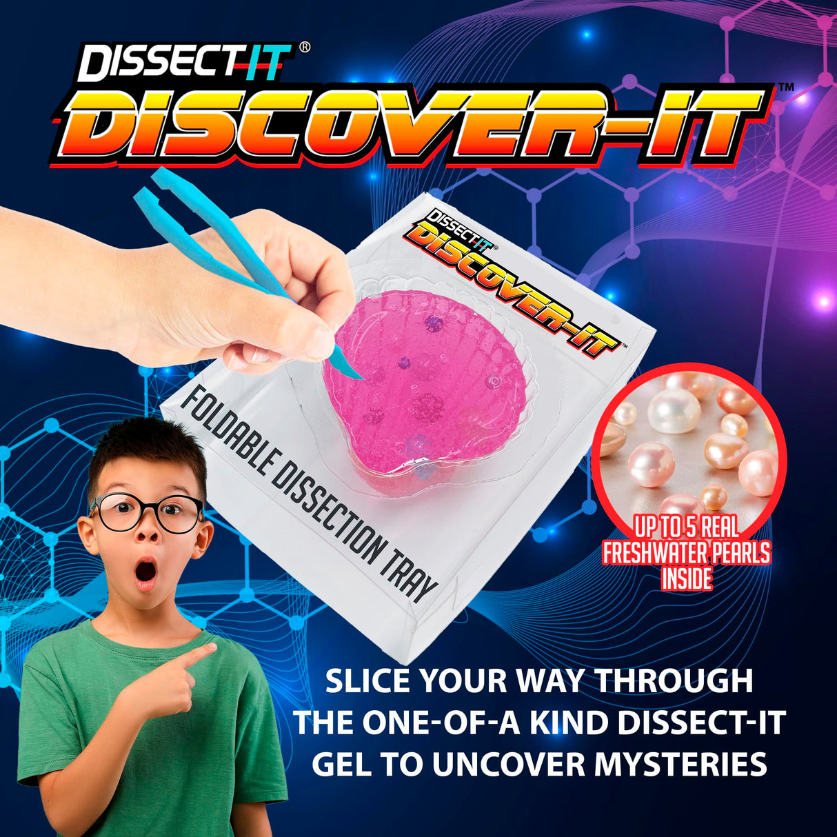 Discover-It Dissection Kit for Kids, Real Freshwater Pearl Science Lab Kit for Oysters, Science Toys for Kids Ages 5 and Above Dissect It