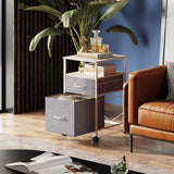 DEVAISE 2 Drawer Mobile File Cabinet, Rolling Printer Stand with Open Storage Shelf, Fabric Vertical Filing Cabinet fits A4 or Letter Size for Home Office, Light Grey DEVAISE