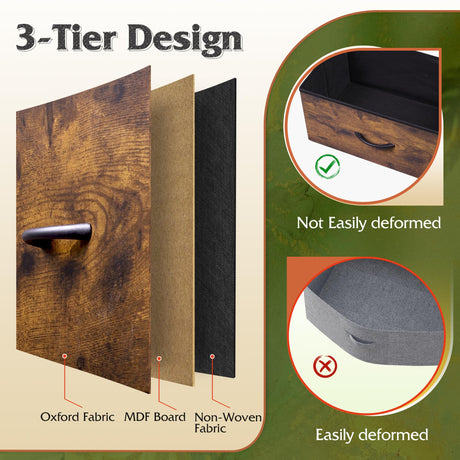 WLIVE Tall Dresser for Bedroom with 12 Drawers, Dressers & Chests of Drawers, Fabric Dressers for Closet, Storage Dresser Organizer with Steel Frame, Wood Top, Rustic Brown Wood Grain Print WLIVE