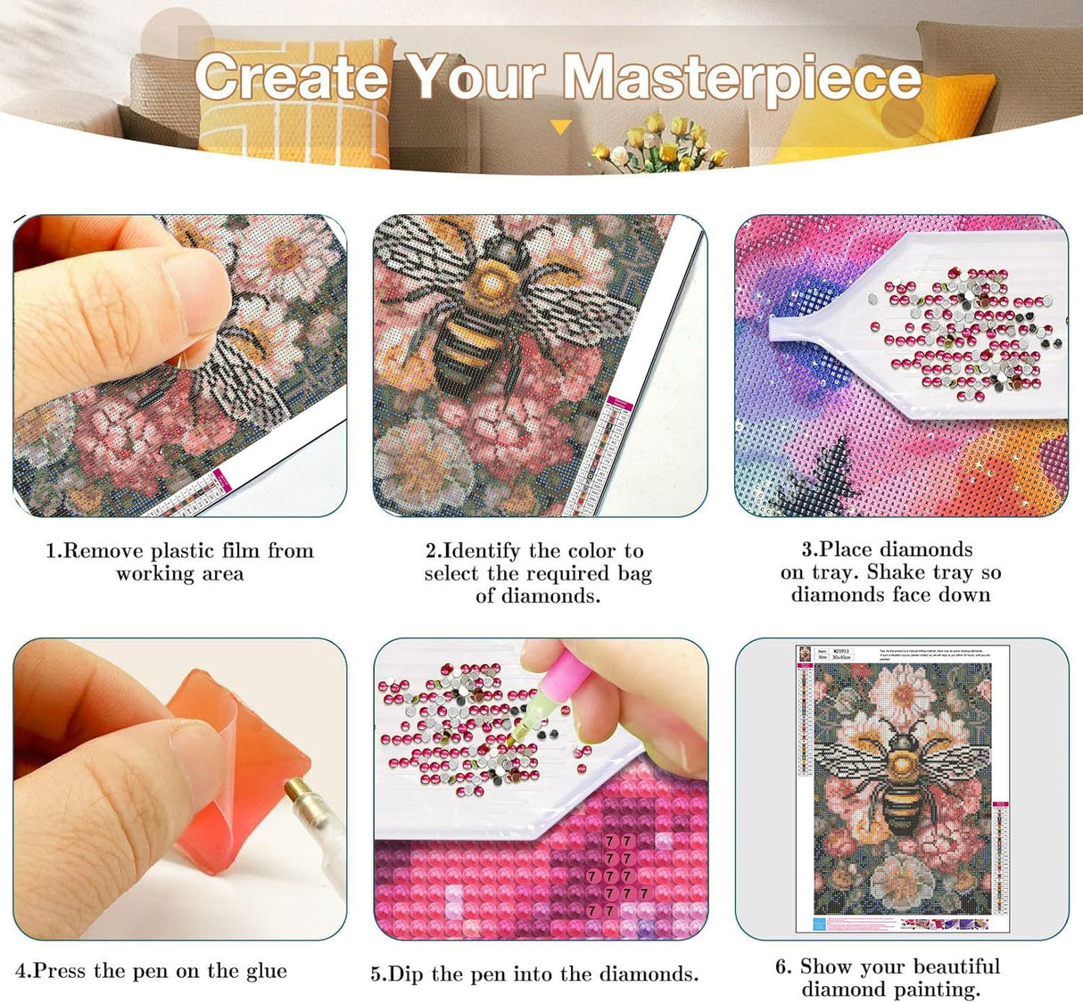 Axquilon 3 Pack Diamond Art Kits for Adults, Insect Diamond Painting Kits for Adults Beginner, DIY 5D Full Drill Gem Art for Home Wall Decor 12x16 inch Axquilon