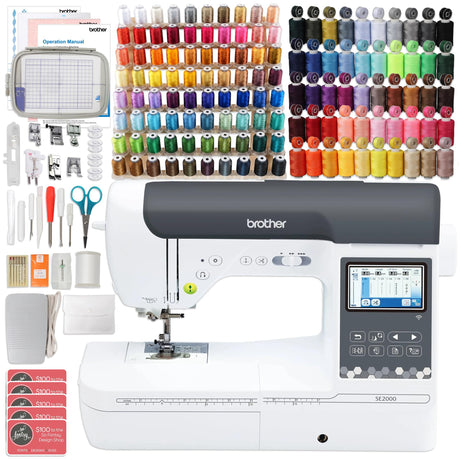 Brother SE2000 5" x 7" Combo Embroidery & Sewing Machine with Deluxe 130 Thread Spools & Accessories Brother