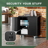 Greenvelly Metal Cabinet with Wheels,Black 36" Rolling Storage Cabinet with Locking Doors and Adjustable Shelves,Small Metal Garage Storage Cabinet with Wheels for Home,Kitchen,Office,Warehouse Greenvelly