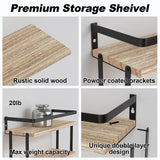 RICHER HOUSE Dual-Level Guardrail Floating Shelves, Rustic Wood Shelf Wall Mounted, Over Toilet Paper Storage Shelf for Bathroom Wall Decor, Bathroom Organizers and Kitchen Storage - Rustic Wood RICHER HOUSE