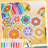 Vertintong 48 Pcs Sand Painting Mandala Coloring Craft Kits Mandala Sand Art Kits Mandala Sand Art Pictures with 24 Sand Options Creative Home Festival Party Favors Sessions Vertintong