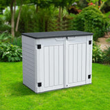 YITAHOME Outdoor Resin Storage Sheds, 39 in Height Lockable Waterproof Horizontal Shed w/o Shelf，Easy to Assemble Shed Storage for Garden Tools, Light Gray YITAHOME