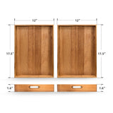 Acacia Wood Serving Tray with Handles Set of 2 – Decorative Serving Trays Platter for Breakfast in Bed, Lunch, Dinner, Patio, Ottoman, Coffee Table, BBQ, Party –Great for Lap &Couch ZESPROKA