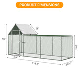 Large Metal Chicken Coop, Chicken Run with Cover, Walk-in Poultry Cage for Yard Outdoor Duck Rabbit Cage Hipicute