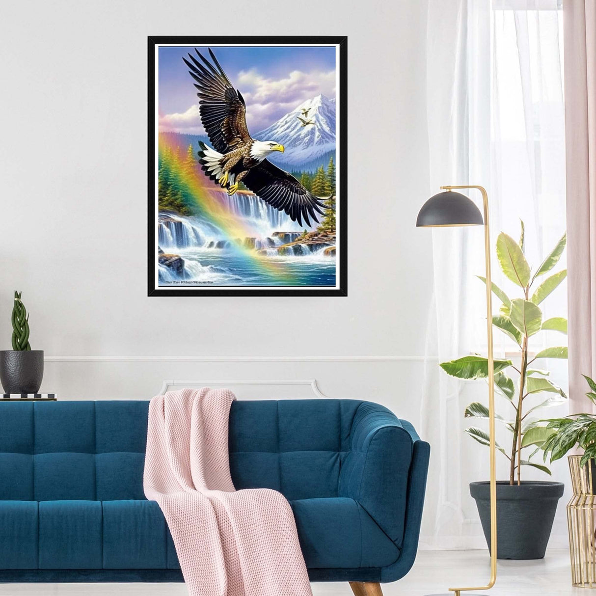 SKRYUIE 5D Diamond Painting Rainbow Snow Mountain Eagle Full Drill by Number Kits, DIY Rhinestone Pasted Paint with Diamond Set Arts Craft Decorations (12x16inch) SKRYUIE