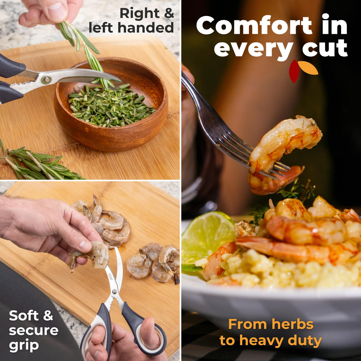 Kitchen Shears by Gidli - Lifetime Replacement Warranty - Includes Seafood Scissors As a Bonus - Heavy Duty Utility Stainless Steel All Purpose Ultra Sharp Scissors for Food - Cooking Shears Gidli