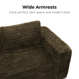 LIKIMIO 71" Loveseat Sofa in a Box - Plush Corduroy Deep Seat Couch, No Assembly Required, Space-Saving Design for Compact Living Room, Apartment, Home Office, Brown LIKIMIO