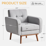 HUIMO Living Room Set, Button Tufted Living Room Furniture Sets, Upholstered Modern Couch Set with Solid Frame, Deep Seat Sofa Set for Living Room, Office (Light Grey, 3 Piece Set-1*loveseat+2*Chair) HUIMO