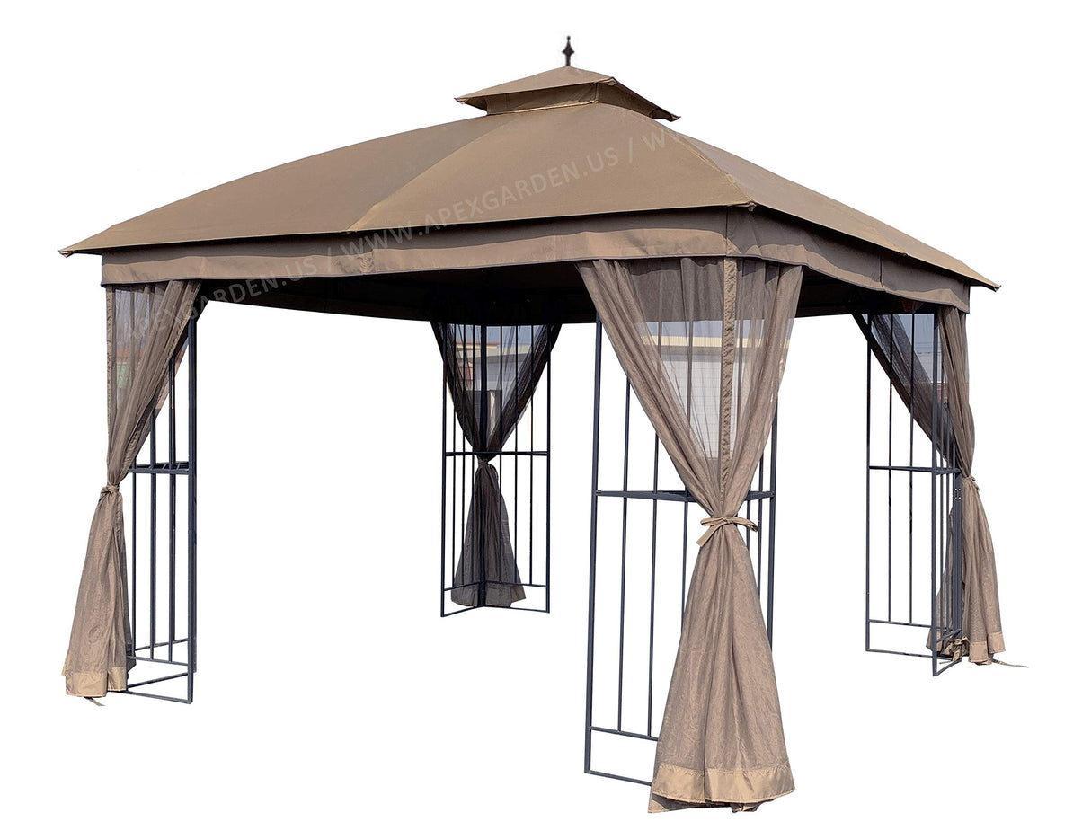 Canopy Top for Garden Treasures 10 ft x 10 ft Brown Metal Square Semi- Gazebo Model #L-GZ038PST-F (Tan) (Fabric TOP ONLY) APEX GARDEN
