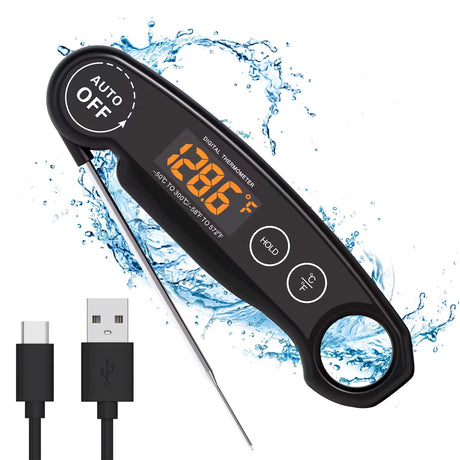 1 Second Instant Read Food Thermometer Rechargeable Meat Thermometer Digital Kitchen Thermometer for Cooking, Grill Thermometer, BBQ Thermometer Waterproof Famoos