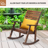 FURNDOOR Outdoor Wood Rocking Chair, Porch Rocking Chair Wooden Rustic High Back Rocker for Indoor, Backyard, Patio, Natural FURNDOOR