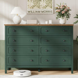 Tradare Green Dresser for Bedroom, 8 Drawer Dresser with Metal Handles, 55" Wide Modern Dressers & Chest of Drawers for Living Room, Hallway, Entryway Tradare