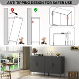 Steehoom Metal Storage Cabinet with Adjustable Shelves, Steel Buffet Sideboard for Entryway, Living Room, Dining Room, Kitchen, Office, Bar (Black) Steehoom