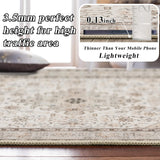 HILORUUG Washable Area Rug 9x12 - Bedroom Living Room Large Indoor Oriental Rugs - 0.13inch Low Pile Stain Resistant Rugs with Rubber Backing for at Least 108 sq ft Spaces (9x12 Ivory/Multi) HILORUUG