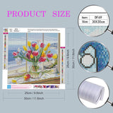 Diamond Painting Kits for Adults,Windowsill Tulip Diamond Art Kits for Beginner,DIY Full Drill Diamond Painting Flower Gem Art and Crafts, 5D Diamond Painting Flowers12x12IN DIYDECORFUN