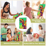 Bowetile Framed Cartoon Paint by Numbers for Kids Beginners, Dinosaur Paint by Numbers for Kids Ages 8-12, Kids Paint by Number Kits on Canvas, DIY Acrylic Number Painting for Home Decor, 8x12in Bowetile