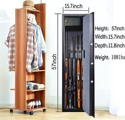 Large Rifle Safe, Long Gun Safe for Rifle Shotgun for Home, Quick Access 5-6 Gun Storage Cabinet with a Handgun Lock Box and a Removable Shelf, Silent Mode (Keyboard PIN Code) - WoodArtSupply