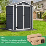Seizeen 6x4.4ft Outdoor Resin Shed with Floor, All-Weather Plastic Storage Shed with Lockable Doors, Window & Vents, Tool Sheds & Outdoor Storage Clearance for Garden Patio (Dark Gray) Seizeen
