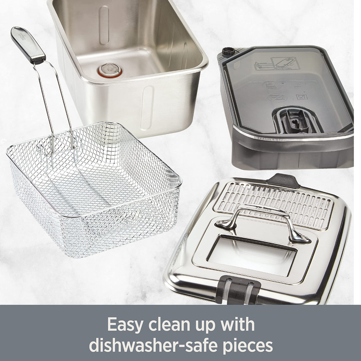 All-Clad Electric Deep Fryer with Basket and Lid, Stainless Steel Deep Fryer for Home Use, 1700W, Dishwasher Safe All-Clad