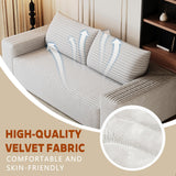 63" Cloud Loveseat Sofa - Boneless Deep Seat 2-Seater, No Assembly Foam Floor Couch, Plush Corduroy Fabric, Modern Living Room Sofa for Small Space Apartment, Bedroom, Office (White, 63") Klwenas Maec