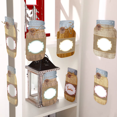 48 Pieces Mason Jar Farmhouse Name Tags Mason Jar Cutouts Paper Shabby Rustic Farm Classroom Decor for Bulletin Board School Wall Desks Student Teacher Cubby Classroom Decoration Nezyo