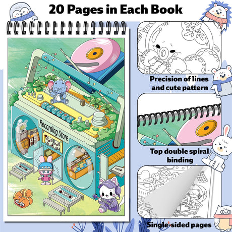 Elfew 4 Set Coloring Books for Teens & Kids 8-12, Stress Relieving & Therapeutic Coloring Book with 80 Cute Patterns, Anxiety Relief & Relaxation for Teens Adult Women Elfew
