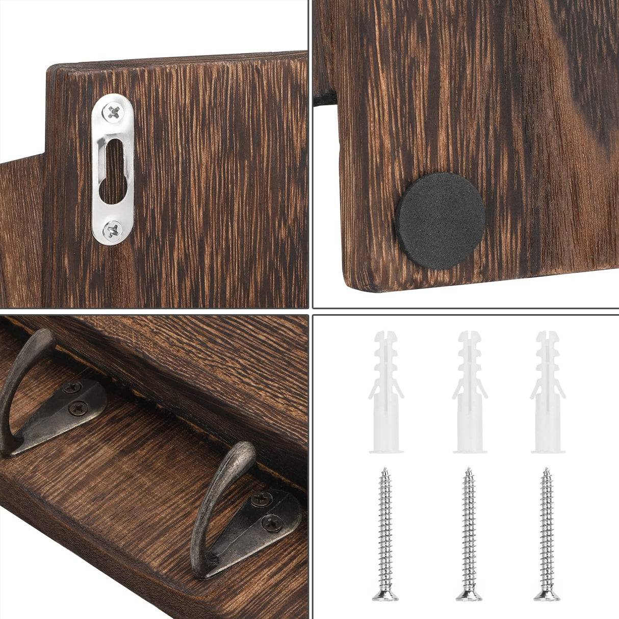 MOOACE Mail Organizer Wall Mount with Key Hooks, 2-Slot Wood Mail and Key Holder for Wall Organizers, File Letter Folder Home Office Accessories Organizer Farmhouse Decor MOOACE