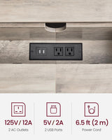 VASAGLE 55.1-Inch Console Table with Outlet and Shelves, Sofa Table with Charging Station, Behind Couch Table Skinny, Entryway Table for Hallway, Living Room, Heather Greige and Ink Black ULNT120K02 VASAGLE