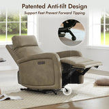 Watson & Whitely Power Recliner Chair, Zero Wall Hugger Recliners with Adjustable Headrest Type-C Charger, Faux Leather Single Sofa Chair RV Recliners for Small Space Living Room, Grey Watson & Whitely