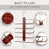 MORALVE Pants Hangers Space Saving - 2 Pack European Beechwood Scarf and Jean Hangers - Closet Organizer and Space Saver Pant Rack, Leggings Hanger, and Scarf Holder with 360° Swivel Hook MORALVE