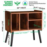 UODERS Record Player Table, Mid-Century Record Player Stand with Vinyl Storage Hold Up to 150+ Albums, Vinyl Record Cabinet with Adjustable Shelves, Wood Turntable Stand for Music Living Room (Brown) UODERS