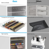 WOPITUES Plastic Storage Drawer Cart, Makeup Organizer and Storage with 10 Large Clear Drawers, Utility Wooden Rolling Cart on Wheels, for Cosmetic, Art Craft, Parts, Office Supplies, Toy, White WOPITUES