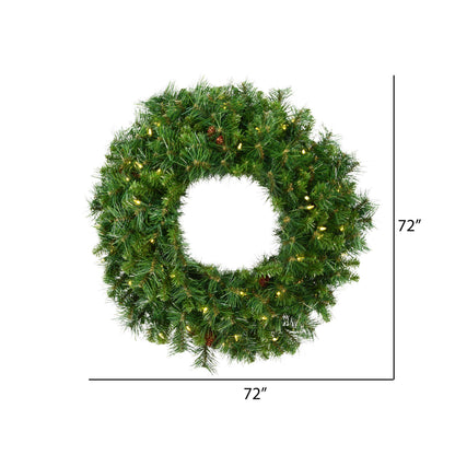 Vickerman 72" Cheyenne Pine Wreath - 600 Warm White LED Lights - Indoor/Outdoor Wreath - Holiday Wreath with Lights - Prelit Holiday Wreath - Reliable and Durable