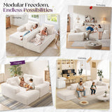 VanAcc 106" Oversized Modular Sectional Sofa, Deep Seat Cloud Couch with Corduroy Upholstery, L Shaped Boneless Sofas, Easy No-Assembly Lounge Couches for Living Room, Cream VanAcc