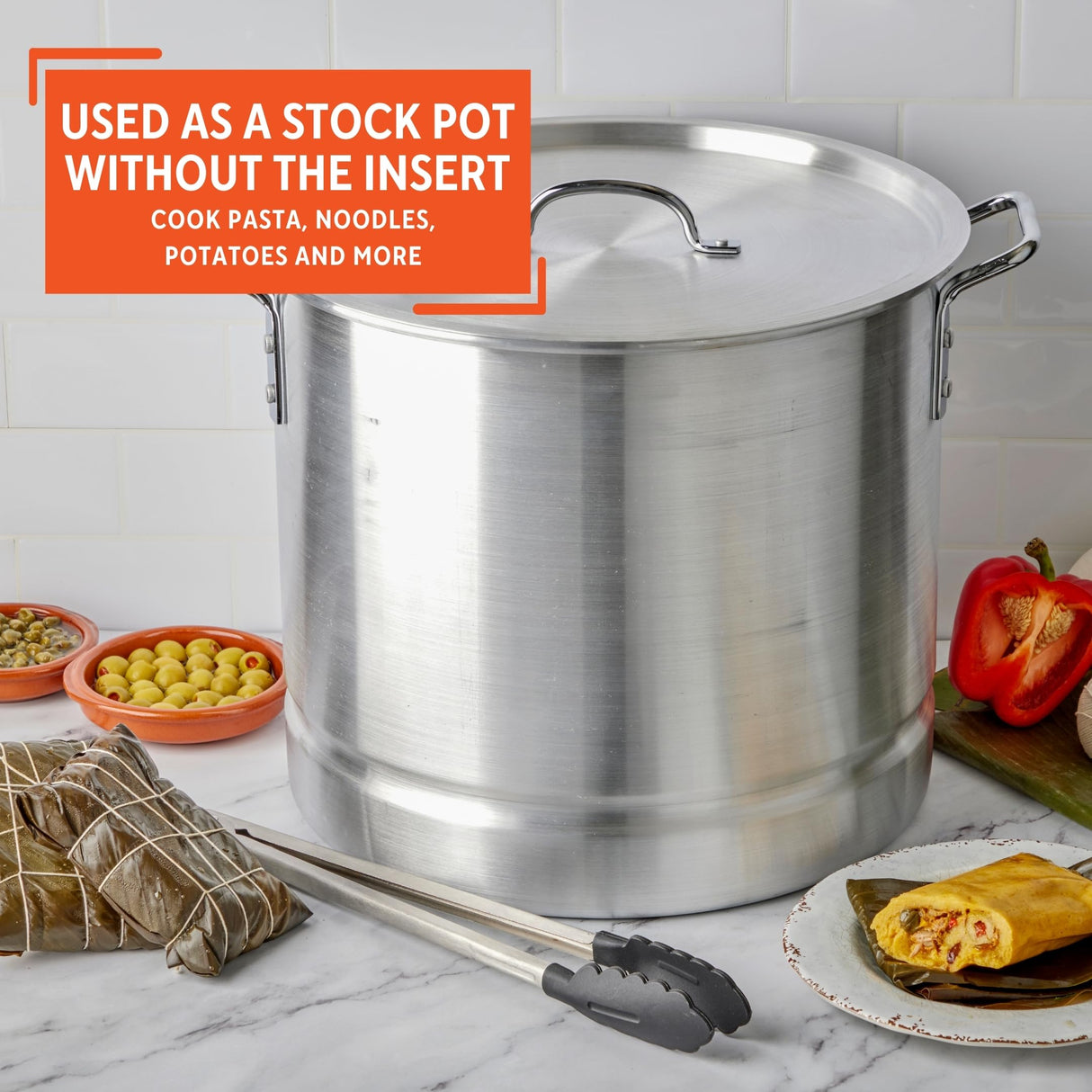 IMUSA USA 28Qt Aluminum Steamer with Lid, 28-Quart, Silver Imusa