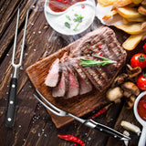 Chengu Carving Fork Meat Fork 2 Pieces Stainless Steel Serving Fork Cooking Fork with Wood Handle Classic Grill Fork with ABS Handle Xmas Black Kitchen Forks Barbecue BBQ Fork Carving Set, 12 Inch CHENGU