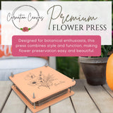 Wooden Flower Press - Durable Bolt Lock Design Complete Pressing Kit w/White Absorbent Sheets, Ebook Guide & More - 10 Layers for Drying & Preserving Flowers - Ideal Craft Gift for Nature Lovers Carnation Canvas
