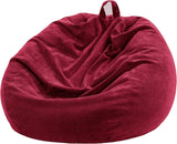 Nobildonna 3 ft Bean Bag Chair Cover (No Filler) 35"×43" Large Stuffed Animal Storage Bean Bag Washable Big Beanbag Chair Cover Premium Corduroy Bean Bag Cover for Adults,Kids,Wine Red 300L Nobildonna